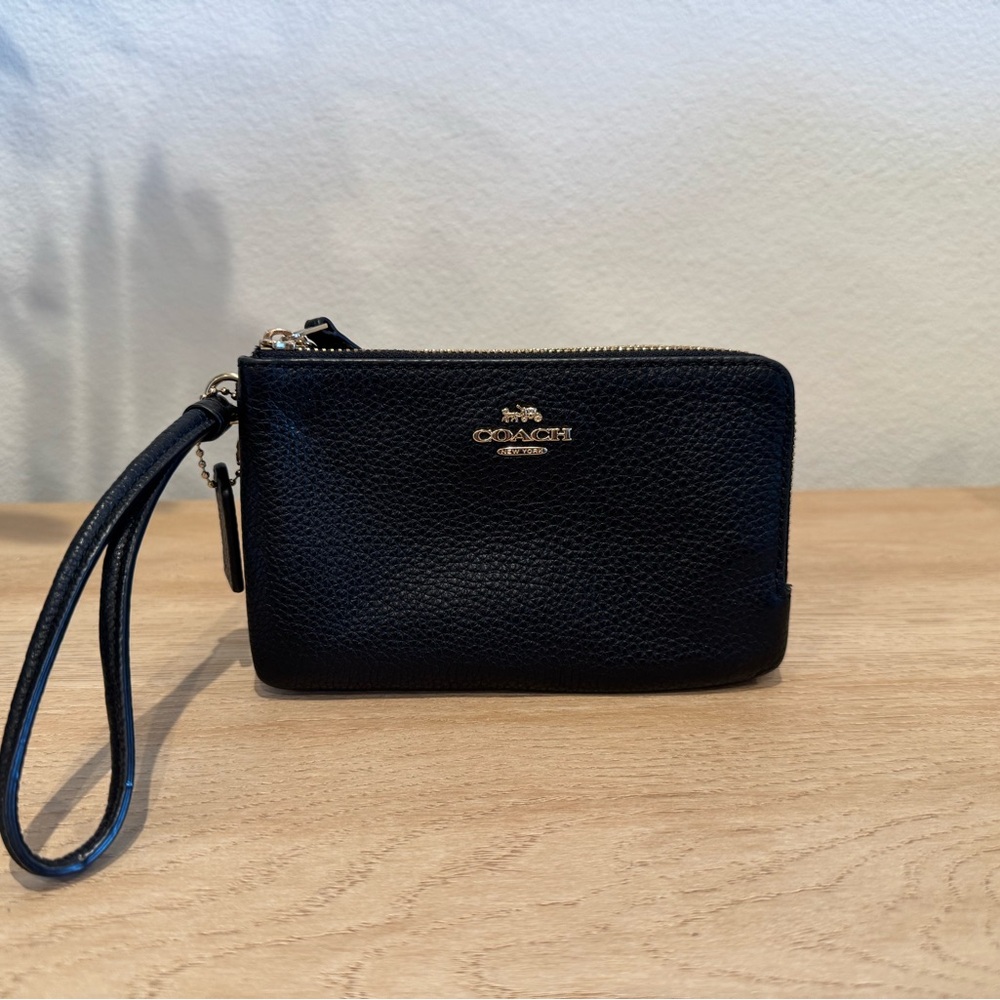 Coach Black Wristlet Double Zip